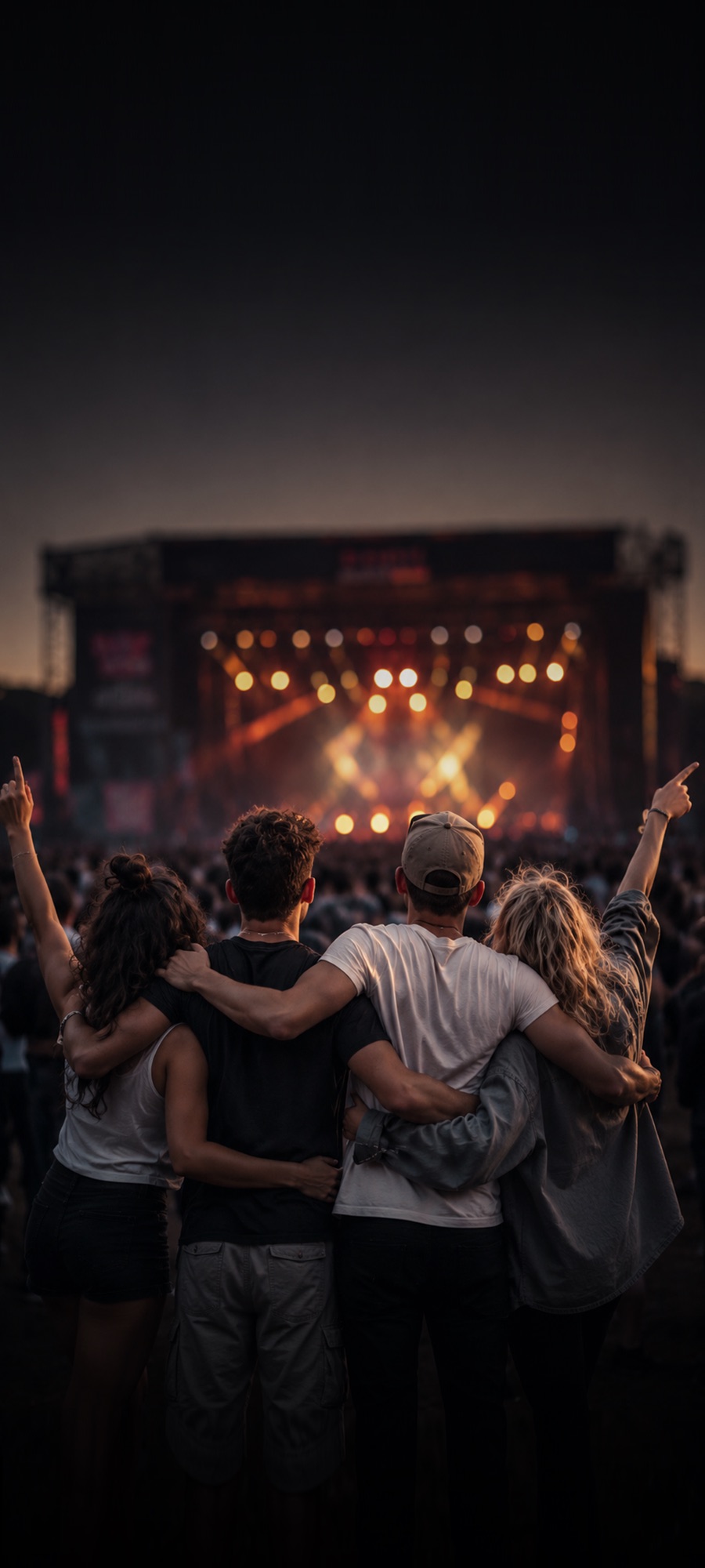 Friends enjoying a live music event together